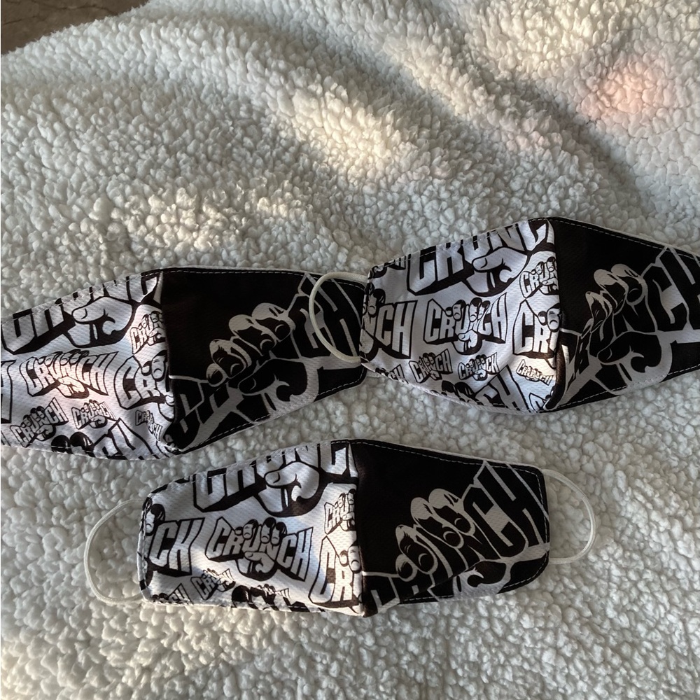 3 Black and White Crunch Fitness Face Masks